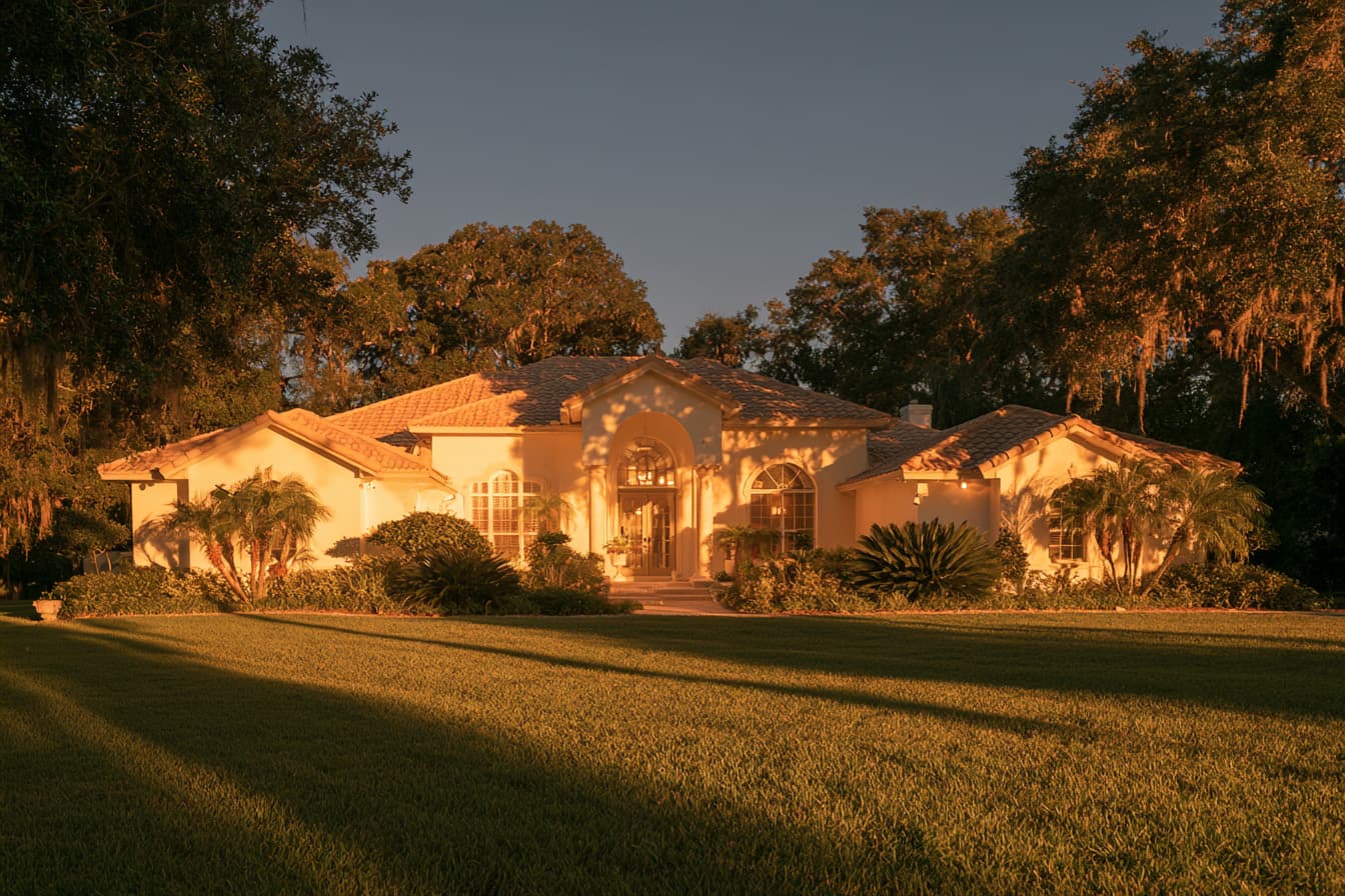 Florida home with a wide lawn over an in ground septic system